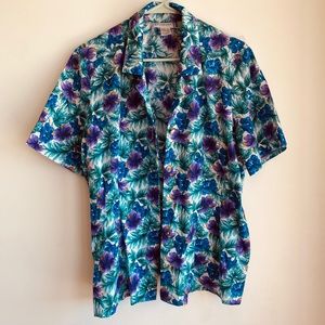 Vintage floral button down shirt women